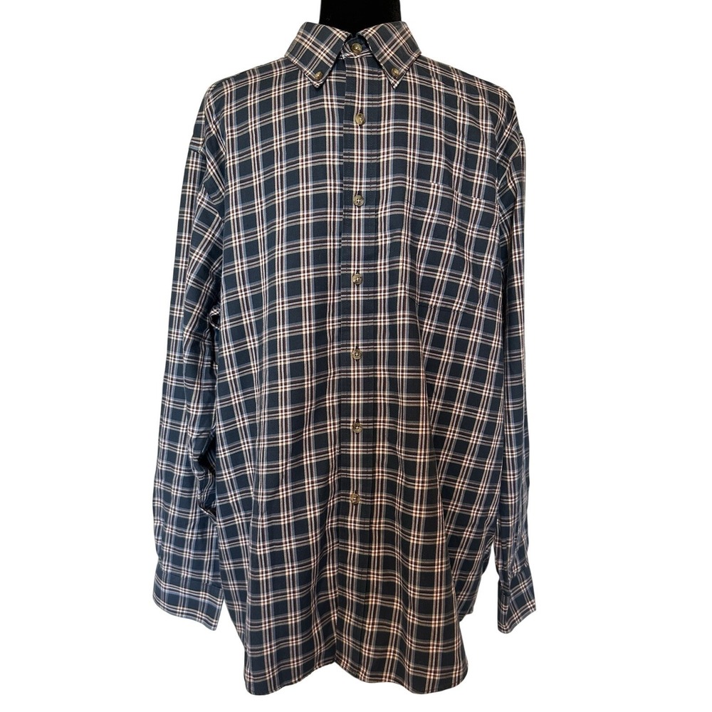 L.L. Bean‎ Men's Button Down Blue Plaid Shirt Size Large